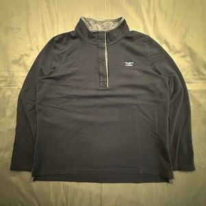 LL Bean Sweater Mens XL Quarter Button Pullover Jersey Navy Blue Hiking Outdoors